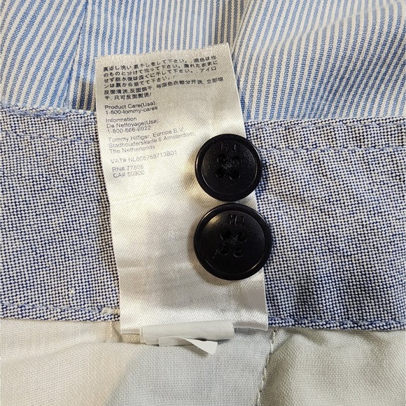 Tommy Hilfiger Men's Classic Fit Chino Shorts, Blue And White Stripe, Size 34 - Picture 6 of 8